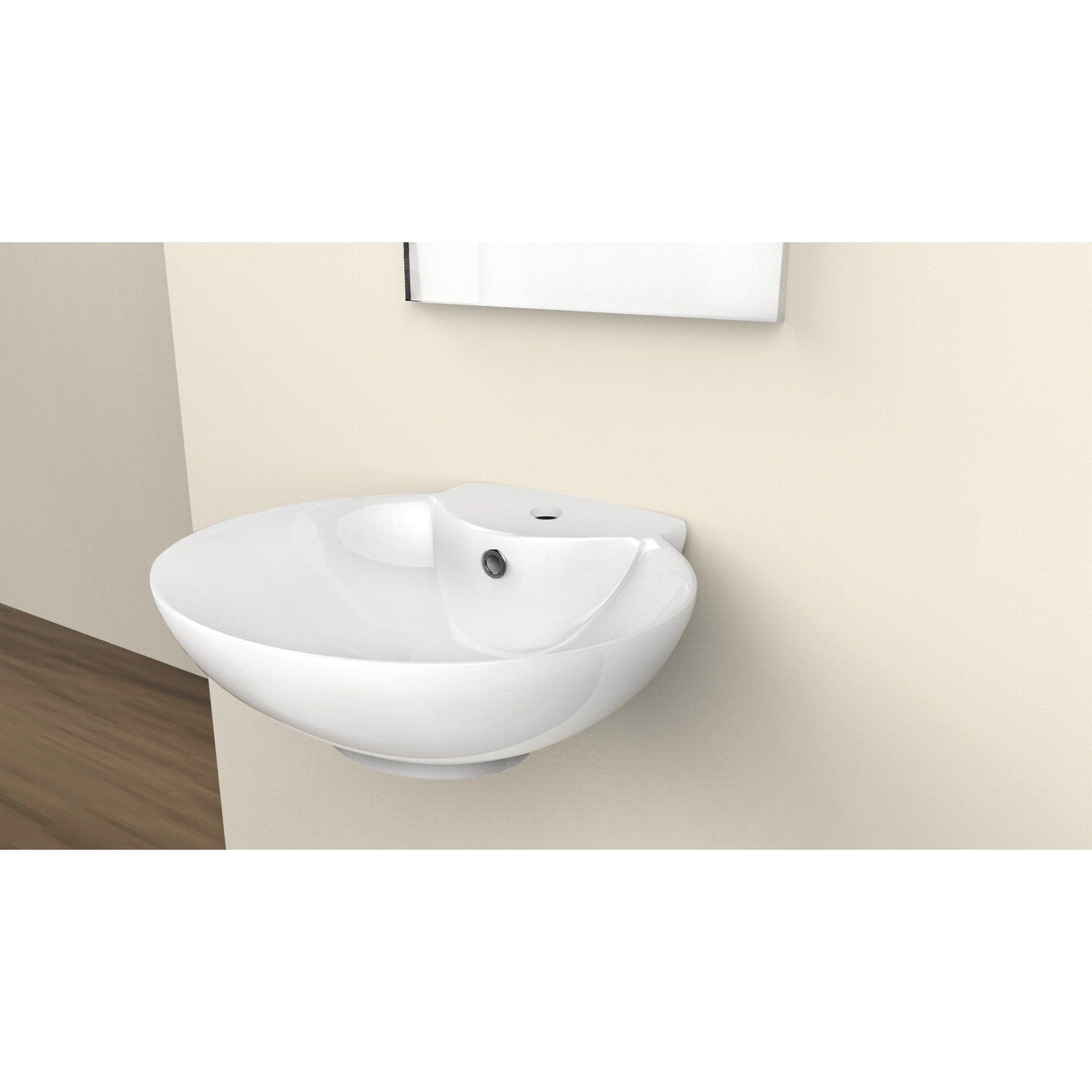 American Imaginations AI-26137 23" White Oval Ceramic Wall Mount Bathroom Vessel Sink Set