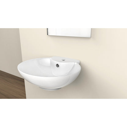 American Imaginations AI-26138 23" White Oval Ceramic Wall Mount Bathroom Vessel Sink Set