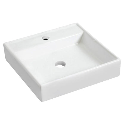 American Imaginations AI-26149 18" White Square Ceramic Wall Mount Bathroom Vessel Sink Set