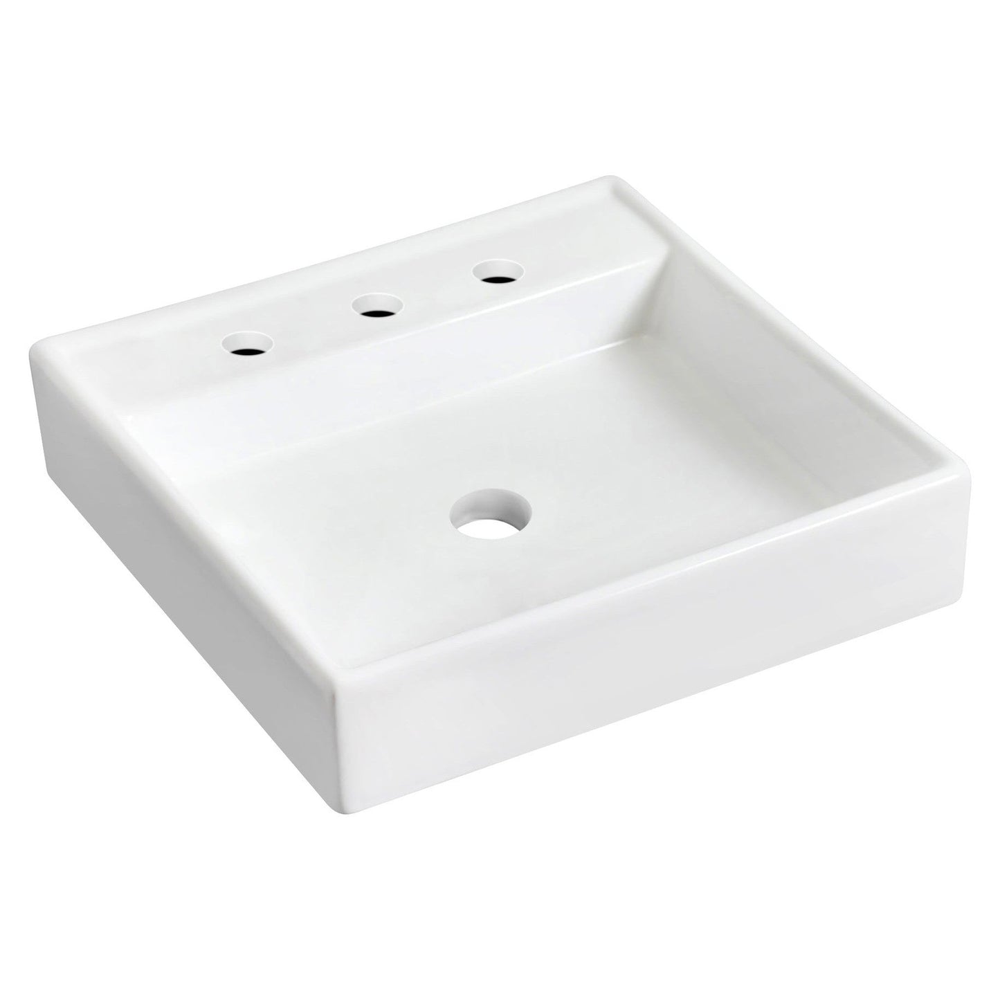 American Imaginations AI-26155 18" White Square Ceramic Wall Mount Bathroom Vessel Sink Set