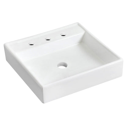 American Imaginations AI-26155 18" White Square Ceramic Wall Mount Bathroom Vessel Sink Set