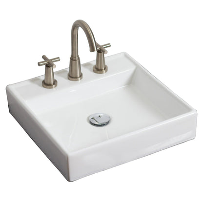 American Imaginations AI-26155 18" White Square Ceramic Wall Mount Bathroom Vessel Sink Set