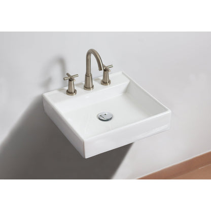 American Imaginations AI-26159 18" White Square Ceramic Wall Mount Bathroom Vessel Sink Set