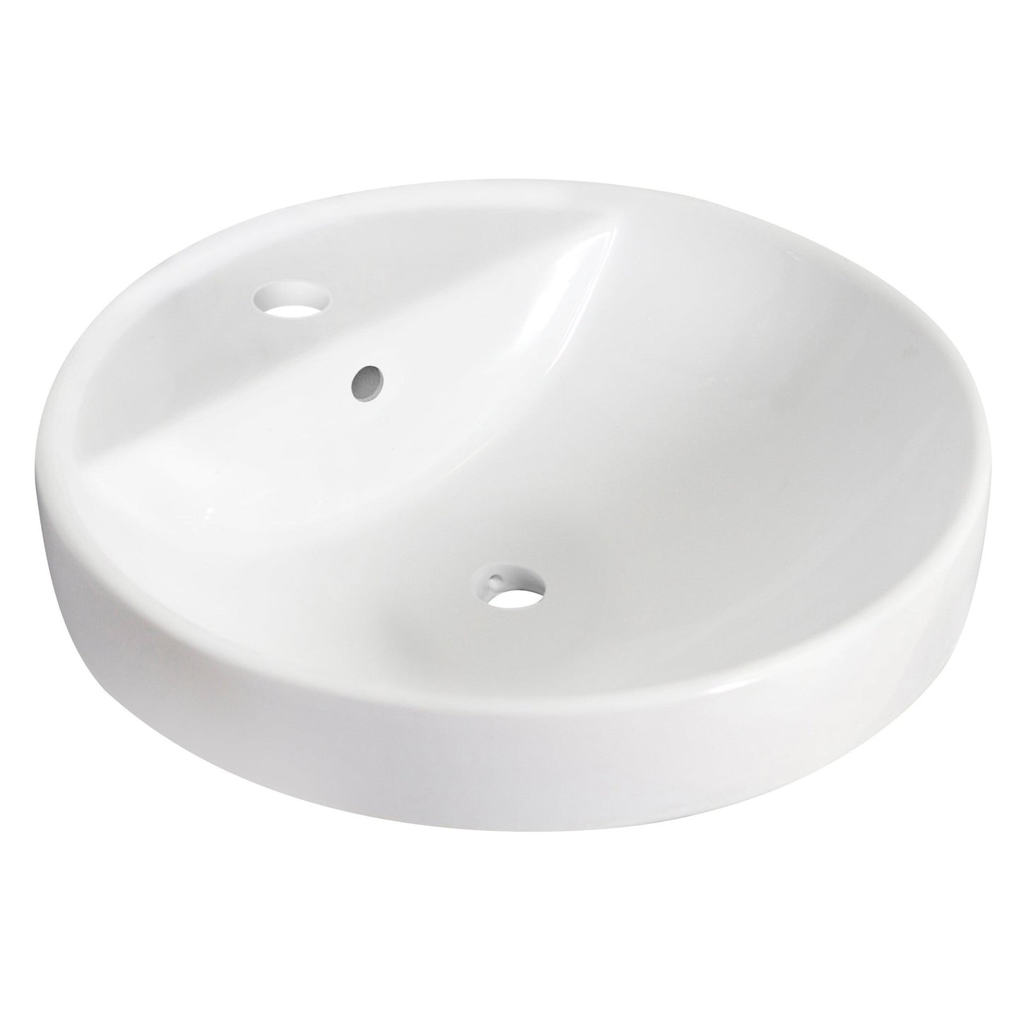 American Imaginations AI-26161 18" White Round Ceramic Drop In Bathroom Vessel Sink Set