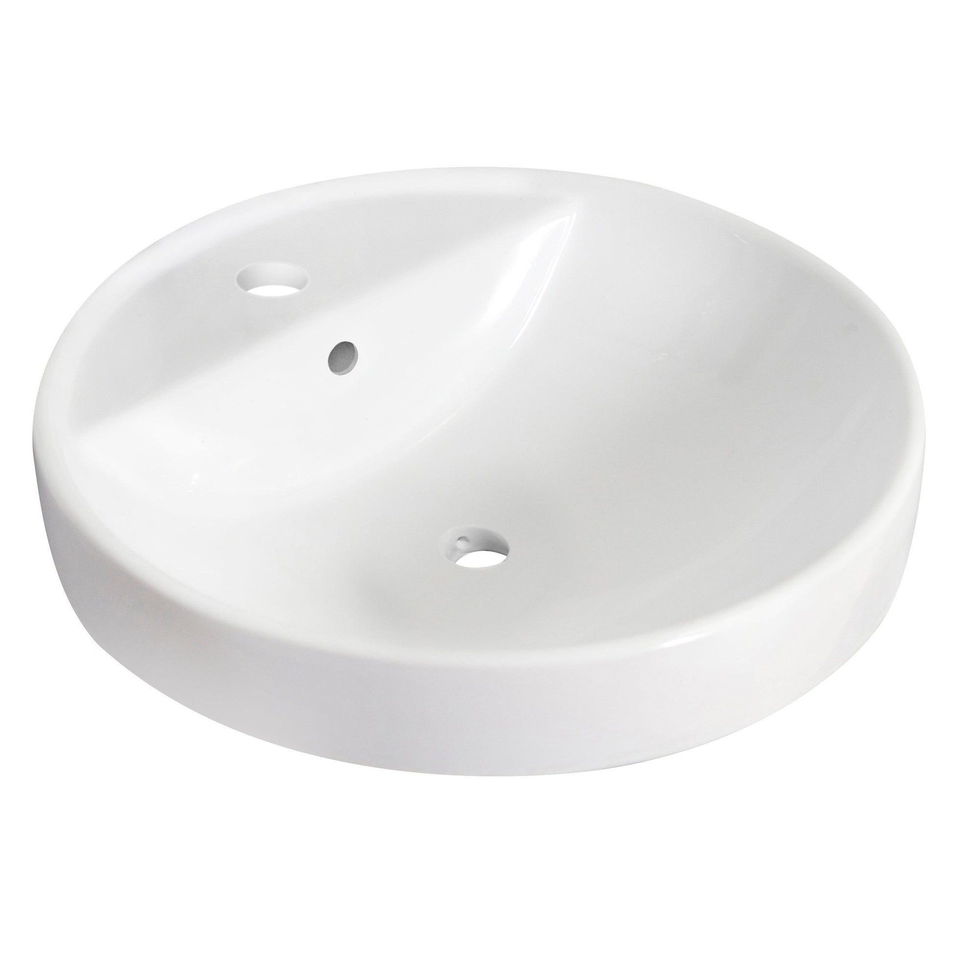 American Imaginations AI-26162 18" White Round Ceramic Drop In Bathroom Vessel Sink Set