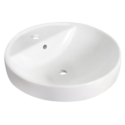 American Imaginations AI-26165 18" White Round Ceramic Drop In Bathroom Vessel Sink Set