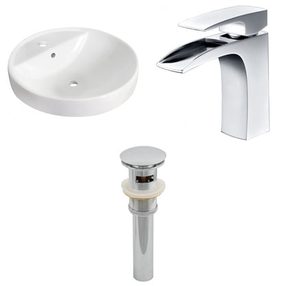 American Imaginations AI-26165 18" White Round Ceramic Drop In Bathroom Vessel Sink Set