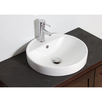 American Imaginations AI-26166 18" White Round Ceramic Drop In Bathroom Vessel Sink Set