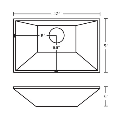 American Imaginations AI-26167 12" White Rectangular Ceramic Above Counter Bathroom Vessel Sink Set