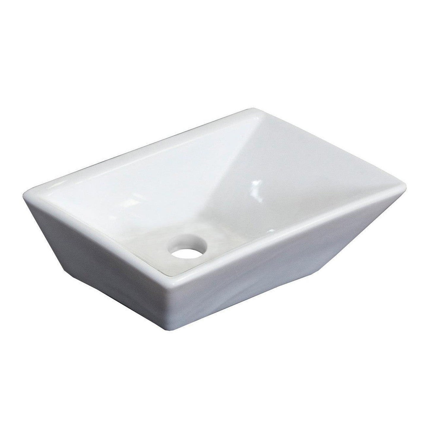 American Imaginations AI-26168 12" White Rectangular Ceramic Above Counter Bathroom Vessel Sink Set