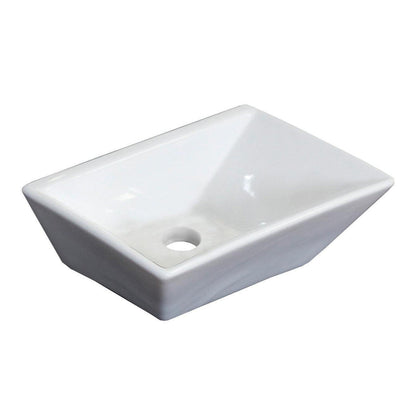 American Imaginations AI-26168 12" White Rectangular Ceramic Above Counter Bathroom Vessel Sink Set