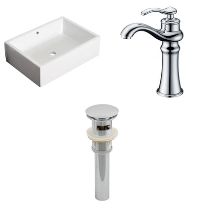 American Imaginations AI-26169 20" White Rectangular Ceramic Above Counter Bathroom Vessel Sink Set
