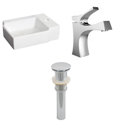 American Imaginations AI-26173 16" White Rectangular Ceramic Above Counter Bathroom Vessel Sink Set