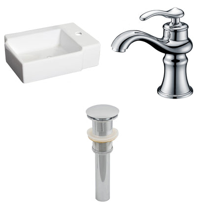 American Imaginations AI-26174 16" White Rectangular Ceramic Above Counter Bathroom Vessel Sink Set