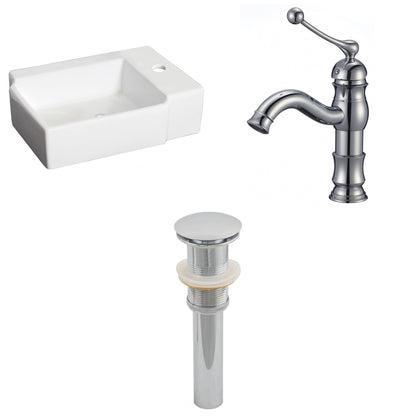 American Imaginations AI-26178 16" White Rectangular Ceramic Above Counter Bathroom Vessel Sink Set