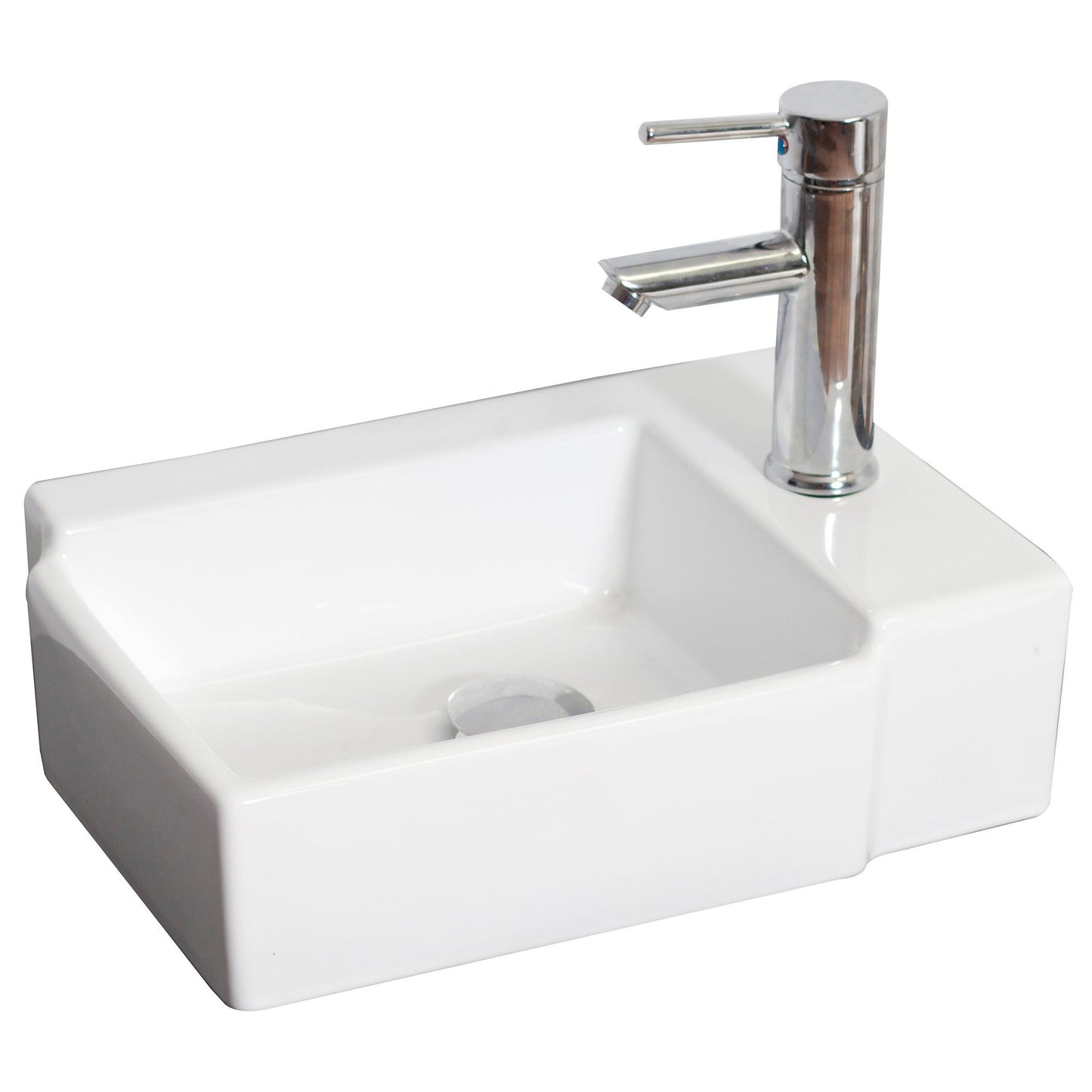 American Imaginations AI-26179 16" White Rectangular Ceramic Wall Mount Bathroom Vessel Sink Set