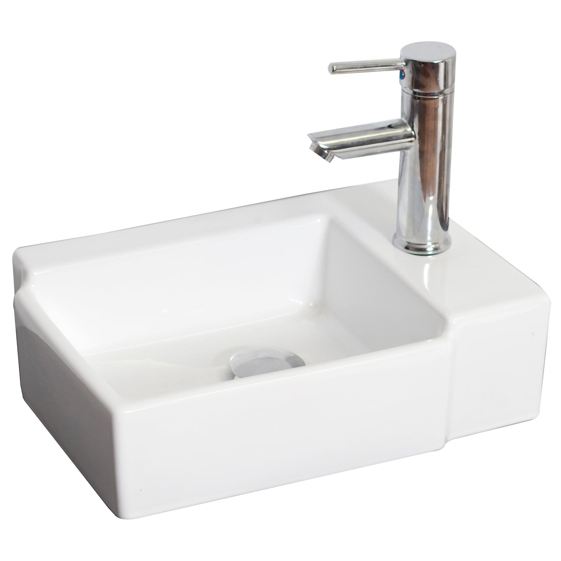 American Imaginations AI-26179 16" White Rectangular Ceramic Wall Mount Bathroom Vessel Sink Set