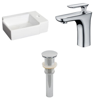 American Imaginations AI-26182 16" White Rectangular Ceramic Wall Mount Bathroom Vessel Sink Set
