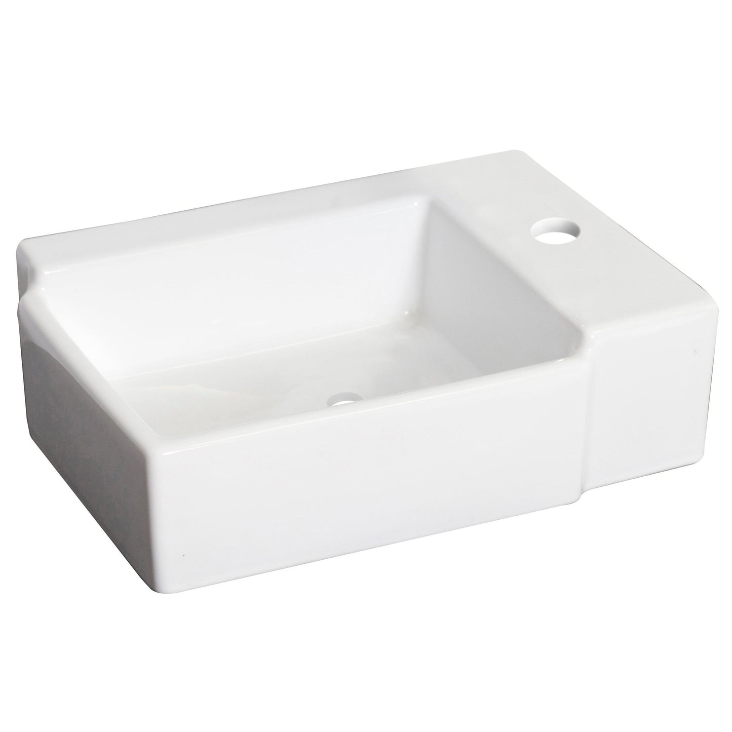 American Imaginations AI-26183 16" White Rectangular Ceramic Wall Mount Bathroom Vessel Sink Set