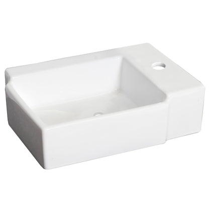 American Imaginations AI-26183 16" White Rectangular Ceramic Wall Mount Bathroom Vessel Sink Set