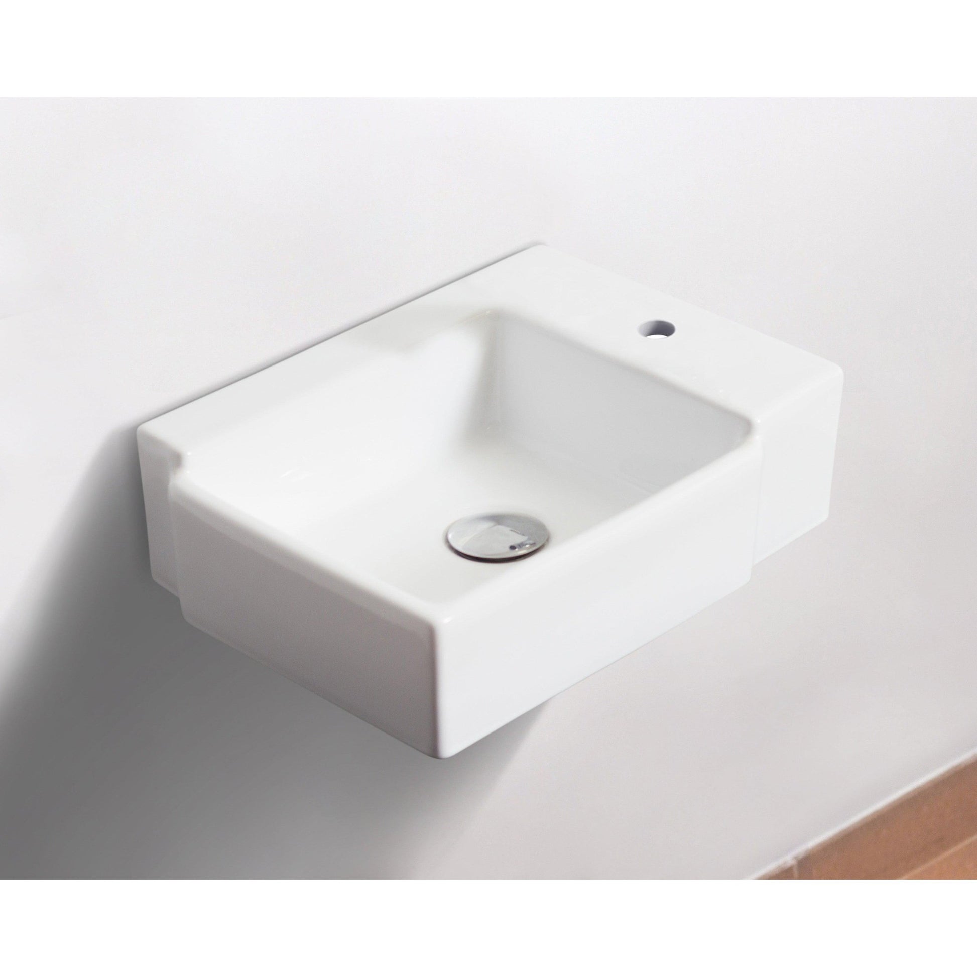 American Imaginations AI-26183 16" White Rectangular Ceramic Wall Mount Bathroom Vessel Sink Set