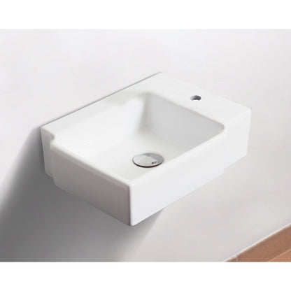 American Imaginations AI-26183 16" White Rectangular Ceramic Wall Mount Bathroom Vessel Sink Set