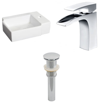 American Imaginations AI-26183 16" White Rectangular Ceramic Wall Mount Bathroom Vessel Sink Set