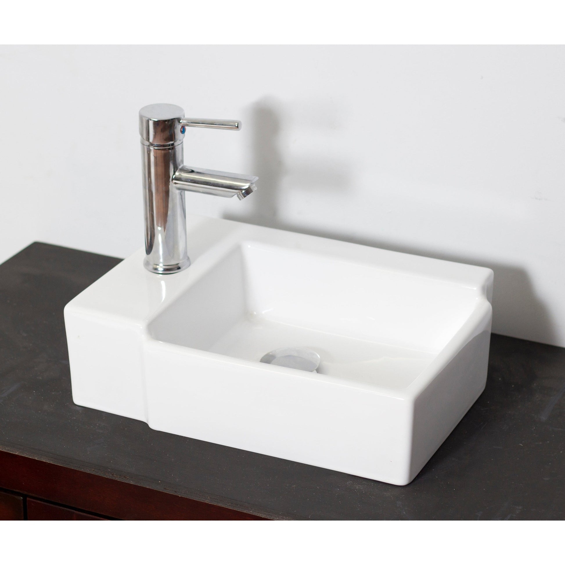 American Imaginations AI-26185 16" White Rectangular Ceramic Above Counter Bathroom Vessel Sink Set