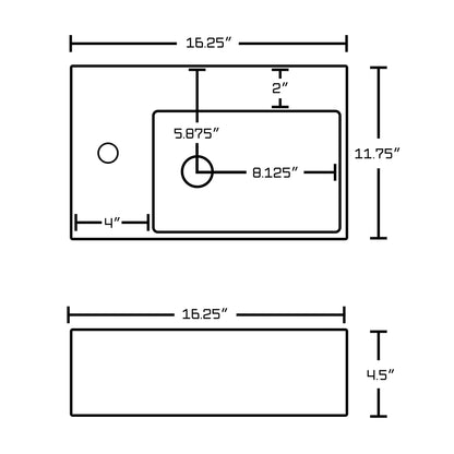 American Imaginations AI-26187 16" White Rectangular Ceramic Above Counter Bathroom Vessel Sink Set
