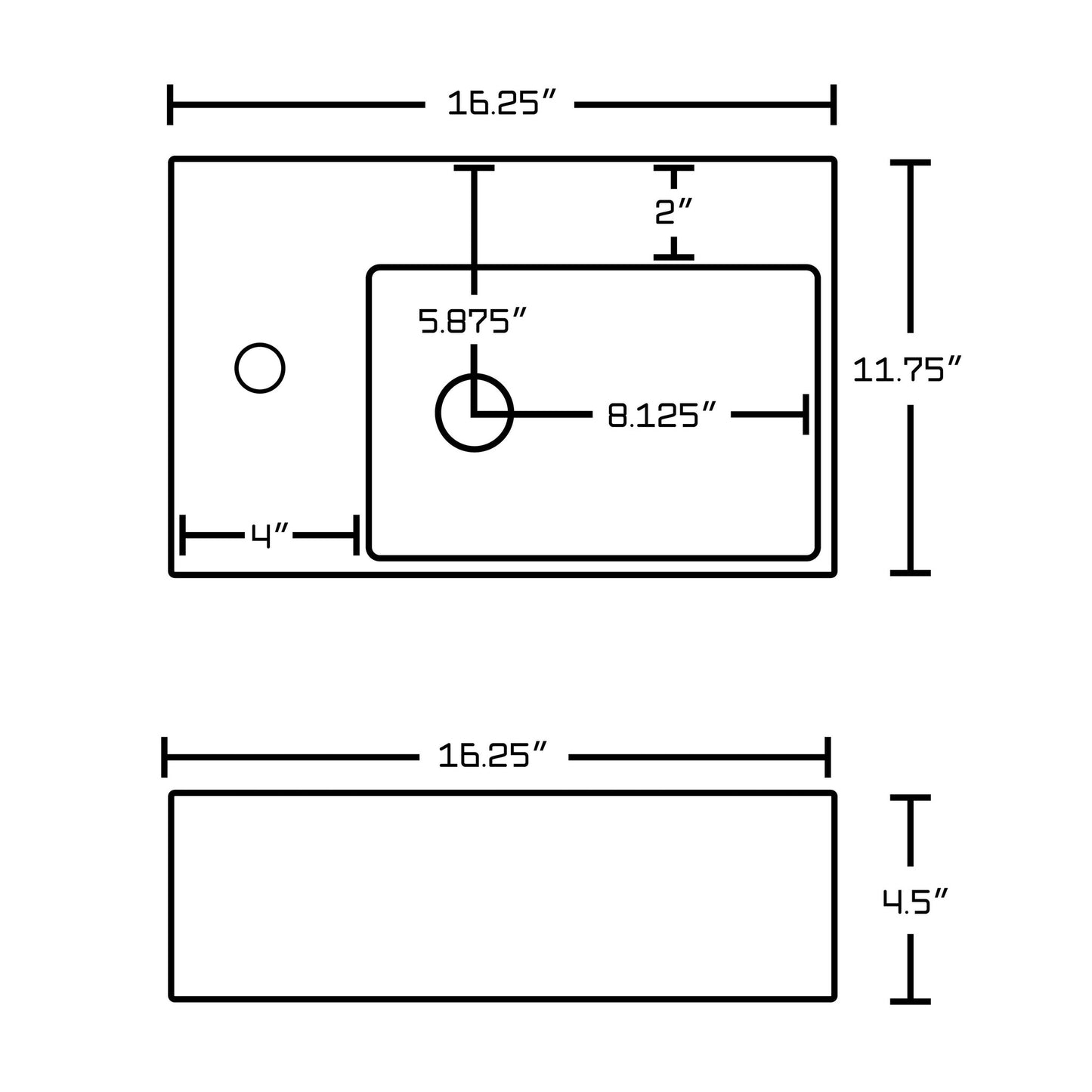 American Imaginations AI-26188 16" White Rectangular Ceramic Above Counter Bathroom Vessel Sink Set