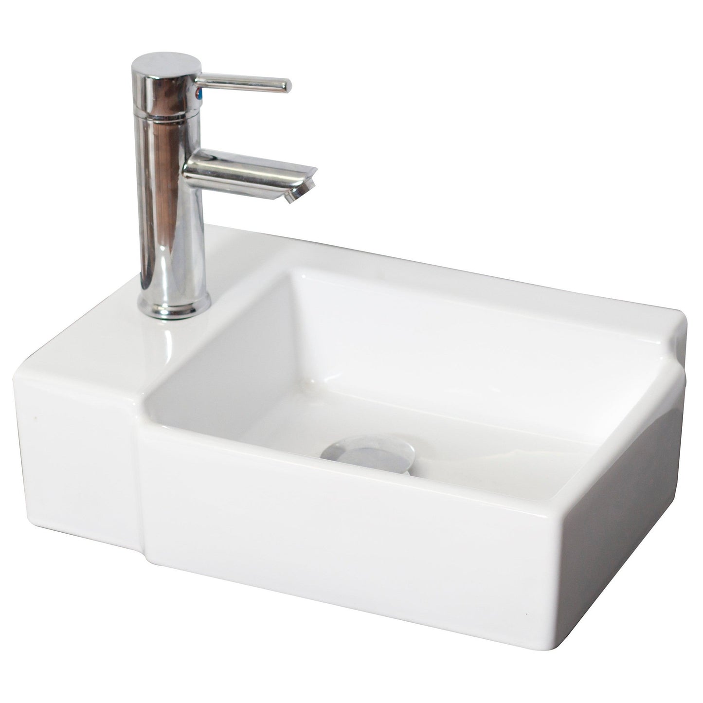 American Imaginations AI-26192 16" White Rectangular Ceramic Wall Mount Bathroom Vessel Sink Set