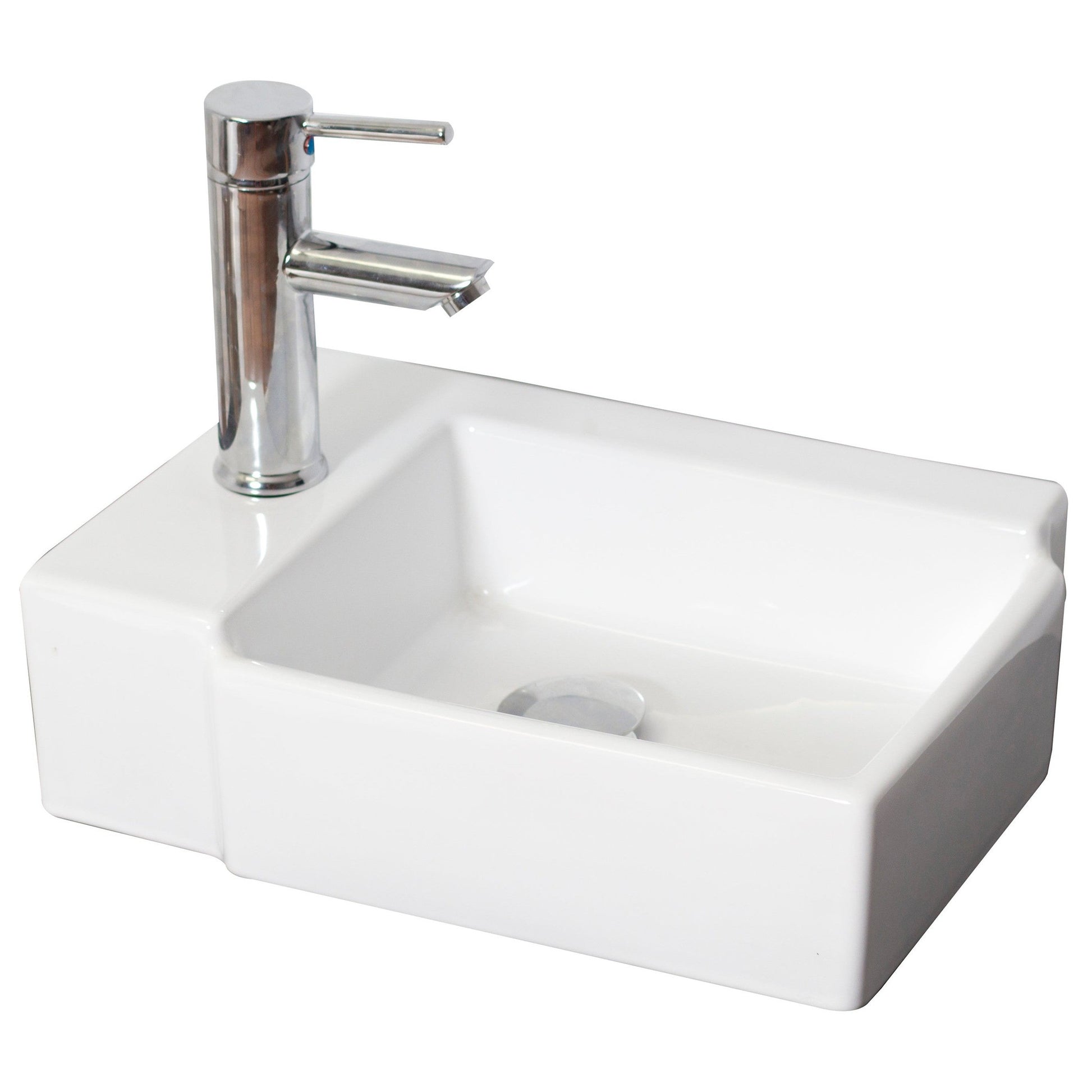 American Imaginations AI-26192 16" White Rectangular Ceramic Wall Mount Bathroom Vessel Sink Set