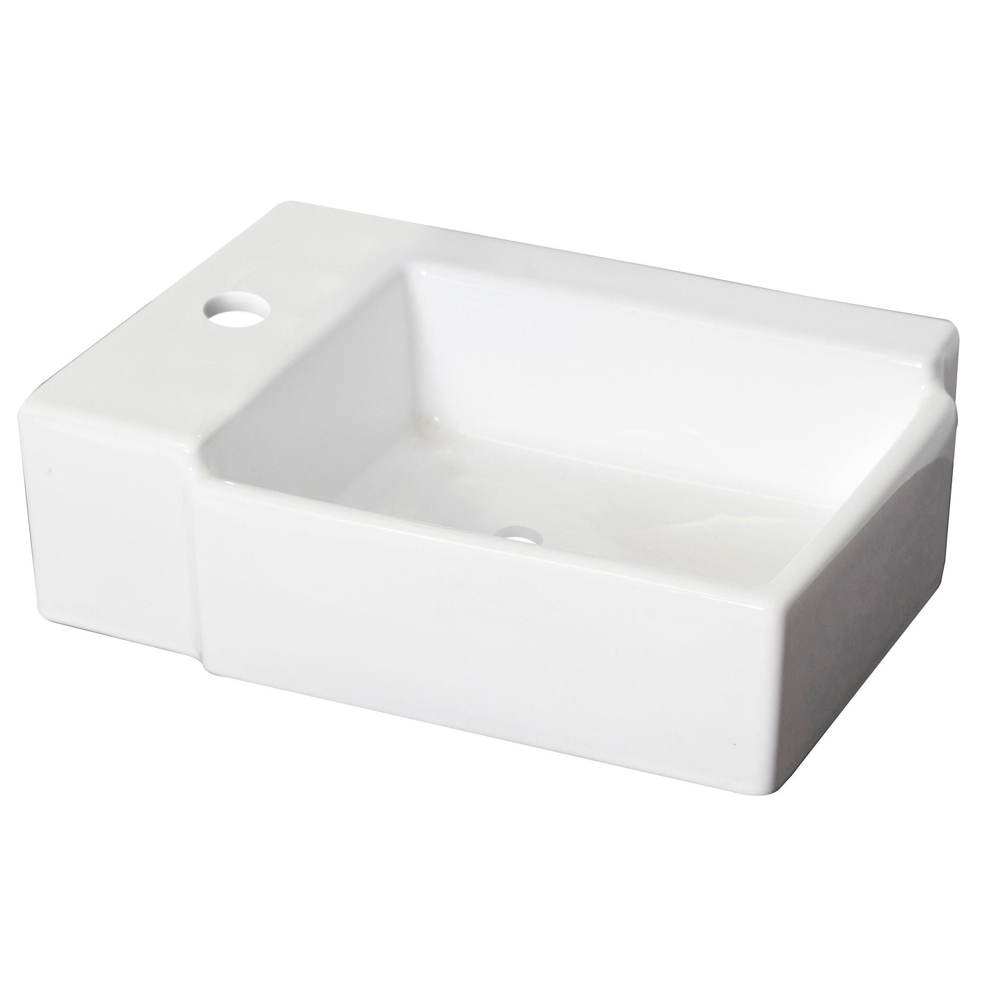 American Imaginations AI-26193 16" White Rectangular Ceramic Wall Mount Bathroom Vessel Sink Set