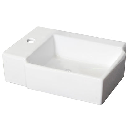 American Imaginations AI-26193 16" White Rectangular Ceramic Wall Mount Bathroom Vessel Sink Set