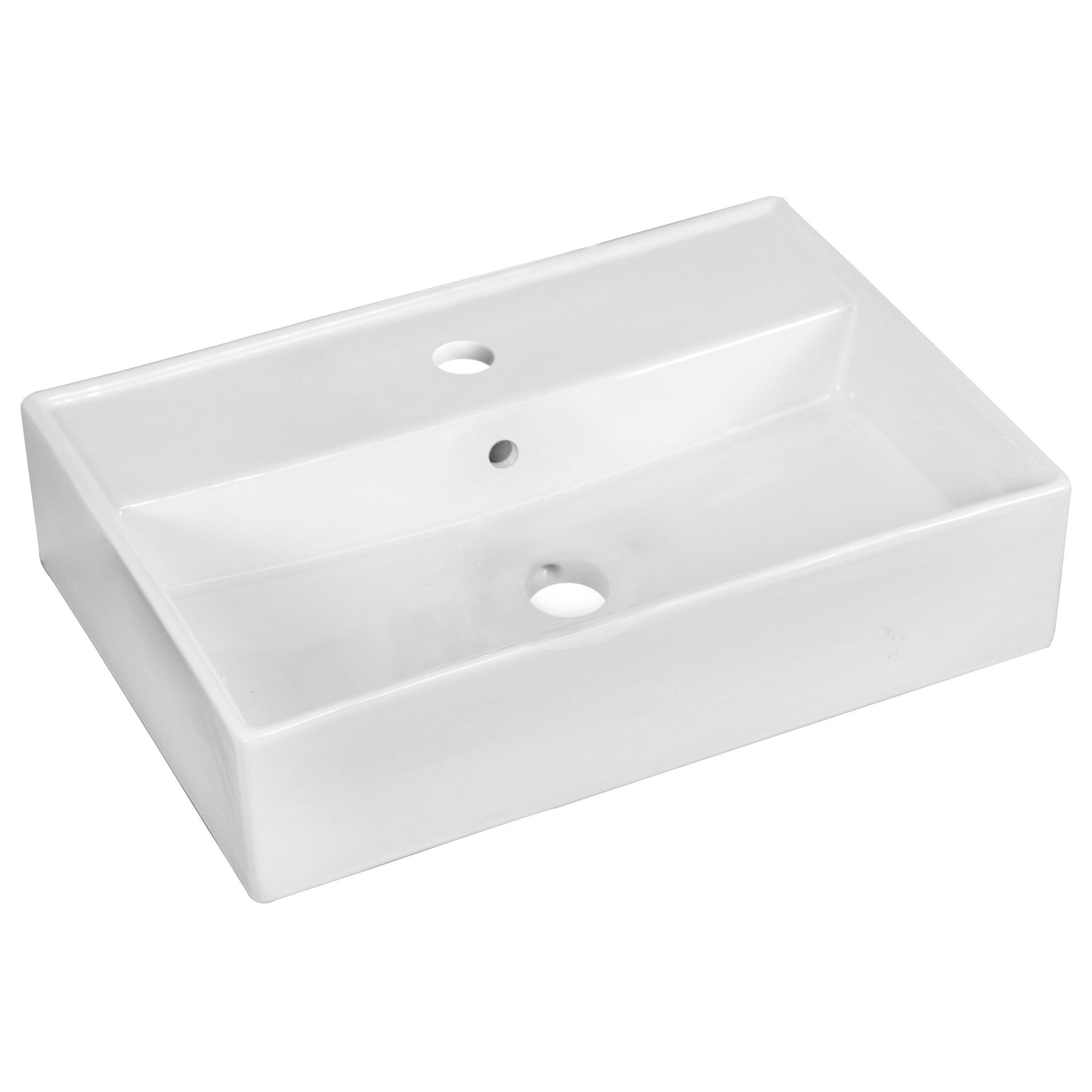 American Imaginations AI-26197 20" White Rectangular Ceramic Above Counter Bathroom Vessel Sink Set