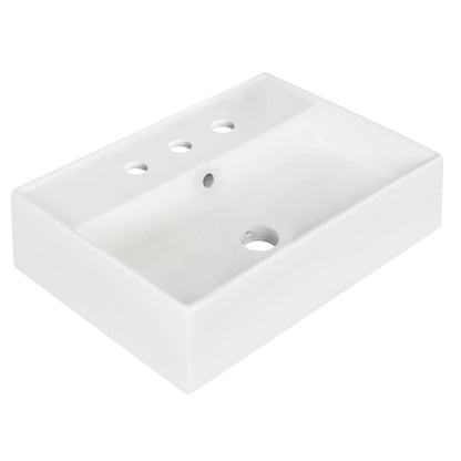 American Imaginations AI-26203 20" White Rectangular Ceramic Above Counter Bathroom Vessel Sink Set