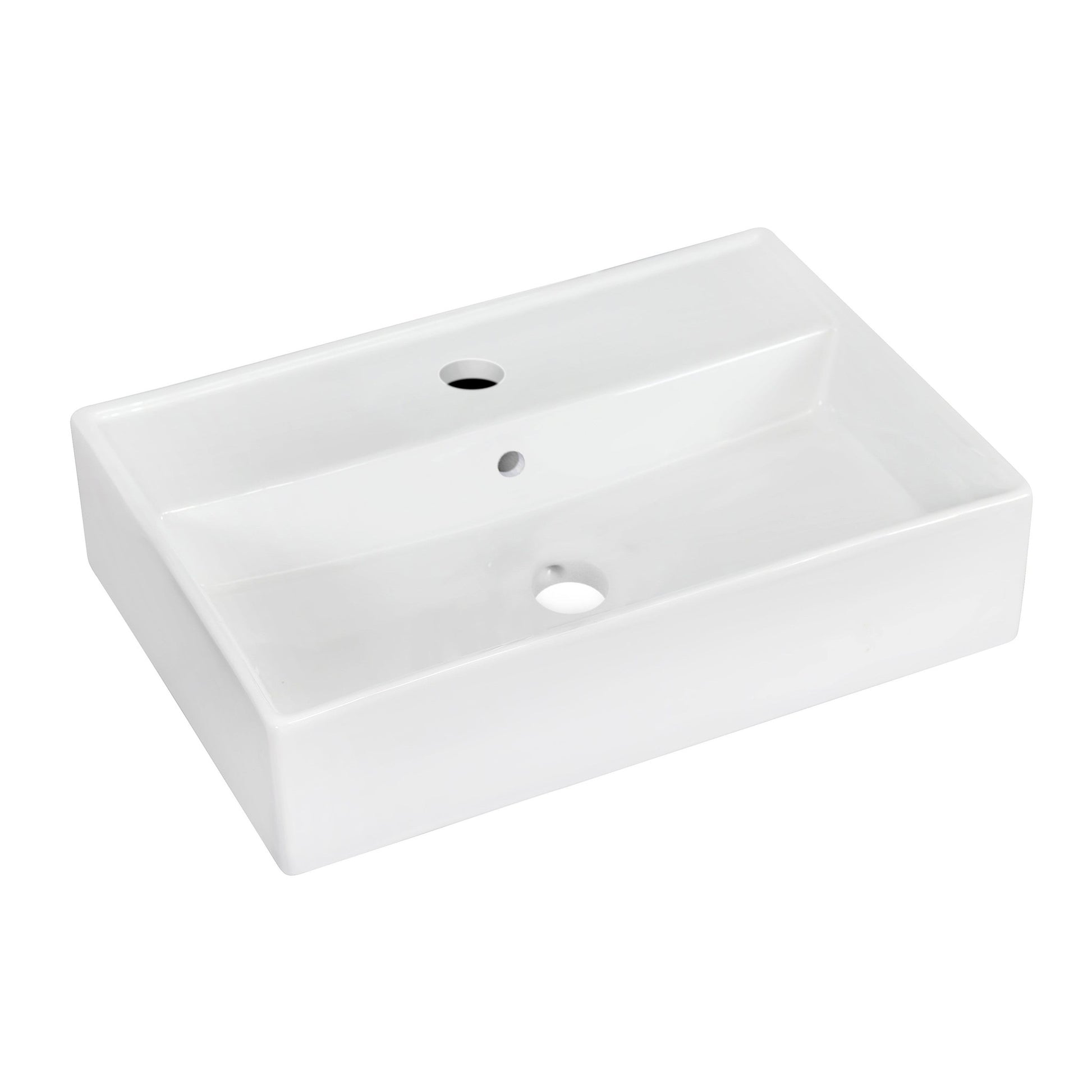 American Imaginations AI-26209 20" White Rectangular Ceramic Wall Mount Bathroom Vessel Sink Set