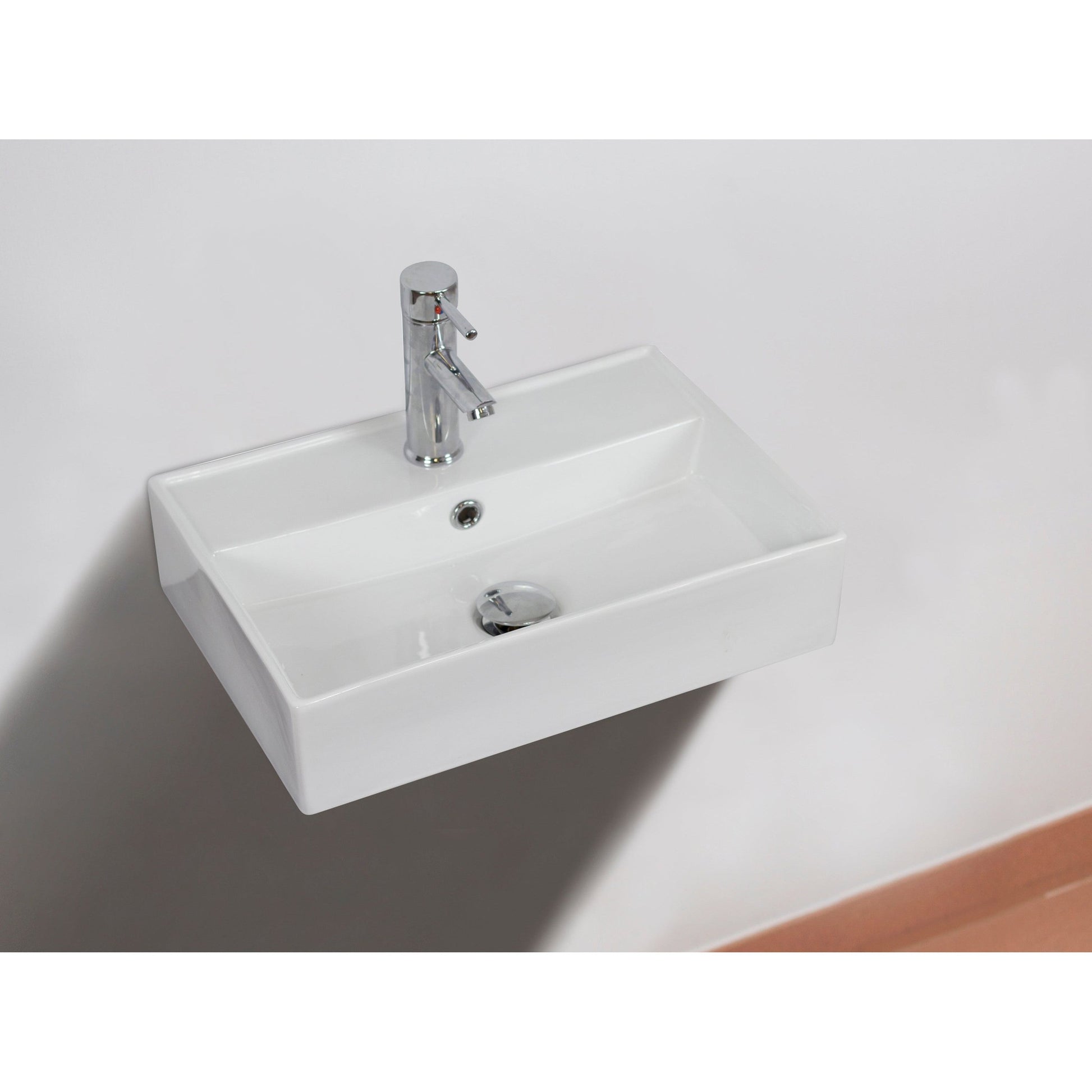 American Imaginations AI-26209 20" White Rectangular Ceramic Wall Mount Bathroom Vessel Sink Set