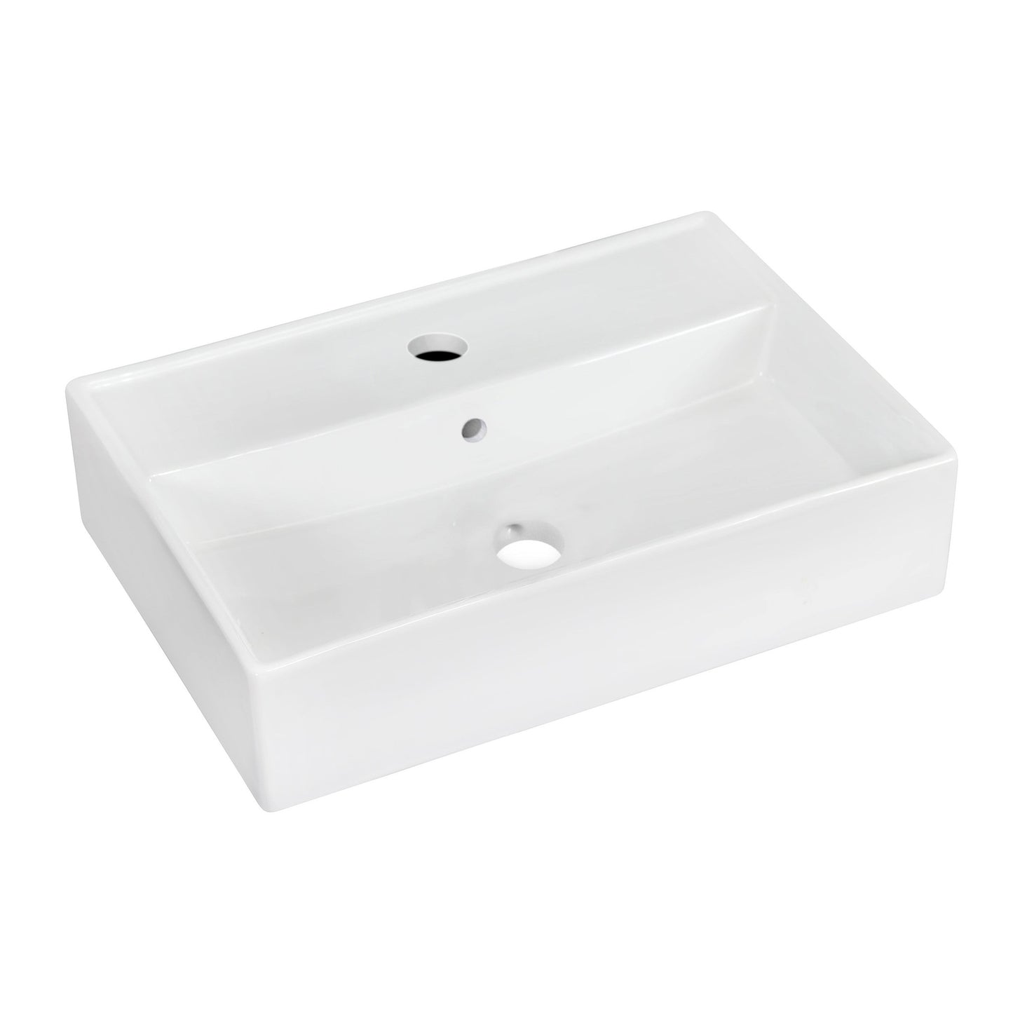 American Imaginations AI-26211 20" White Rectangular Ceramic Wall Mount Bathroom Vessel Sink Set