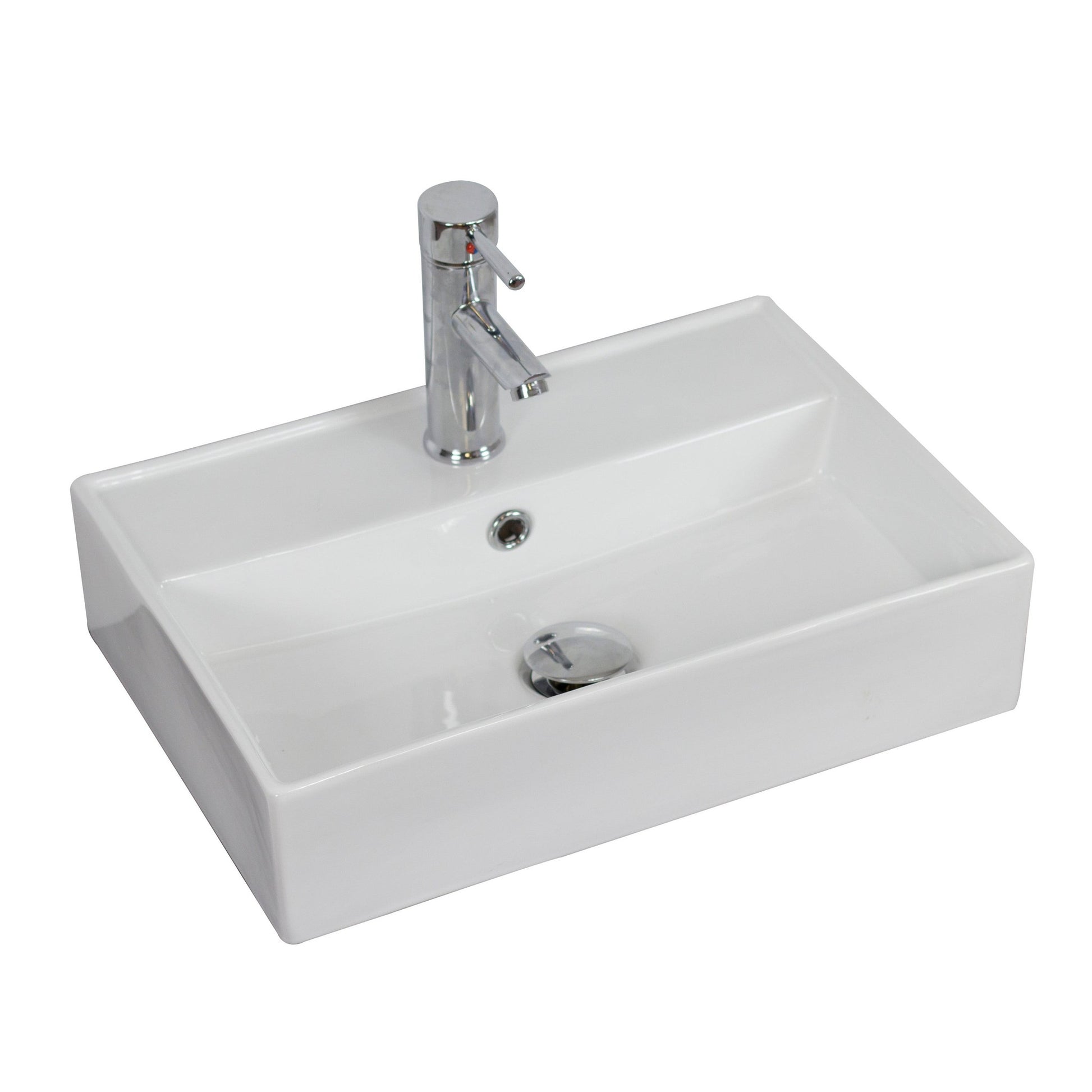 American Imaginations AI-26211 20" White Rectangular Ceramic Wall Mount Bathroom Vessel Sink Set