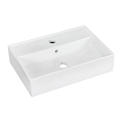 American Imaginations AI-26212 20" White Rectangular Ceramic Wall Mount Bathroom Vessel Sink Set