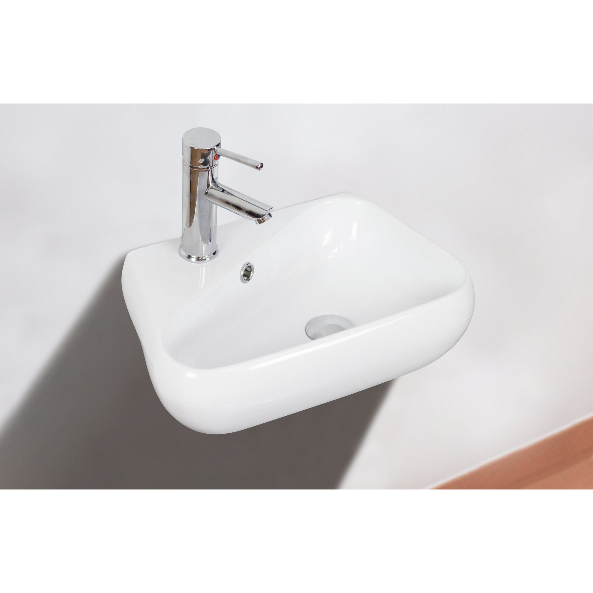 American Imaginations AI-26297 18" White Unique Wall Mount Transitional Bathroom Vessel Sink Set