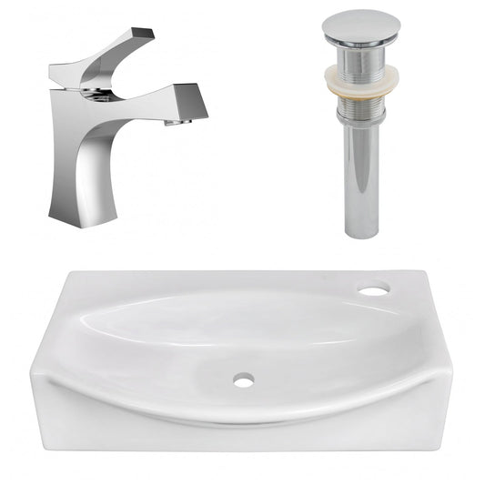 American Imaginations AI-26455 17" White Unique Above Counter Modern Bathroom Vessel Sink Set
