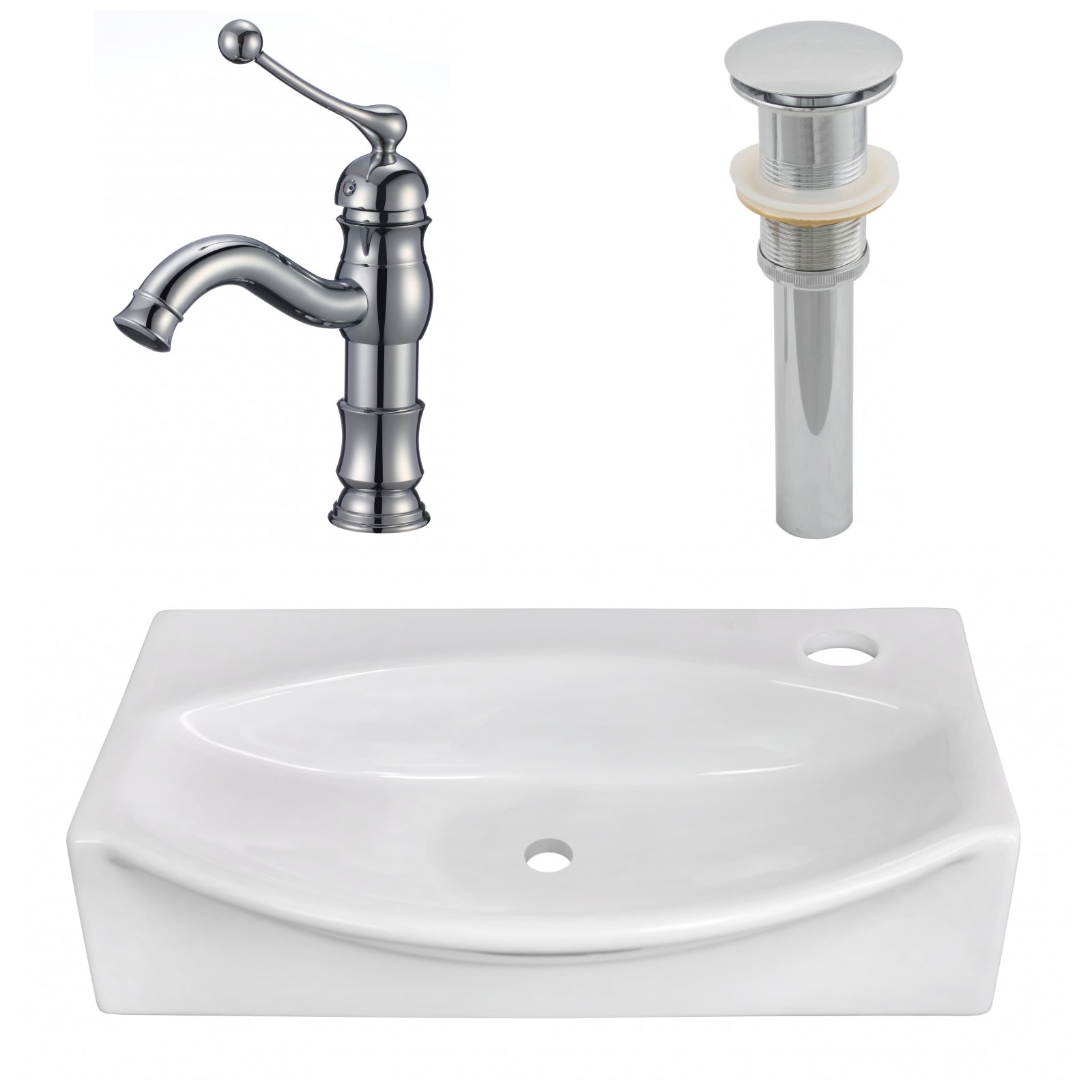 American Imaginations AI-26460 17" White Unique Above Counter Modern Bathroom Vessel Sink Set
