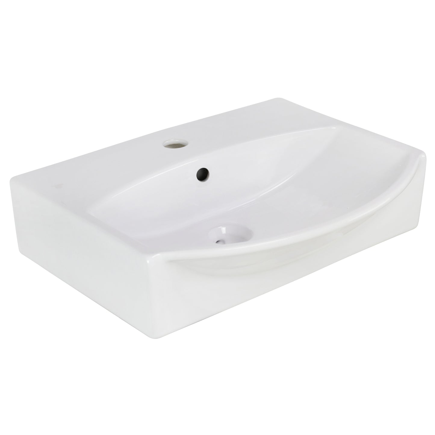 American Imaginations AI-26566 20" White Rectangular Wall Mount Modern Bathroom Vessel Sink Set