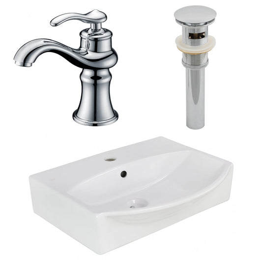American Imaginations AI-26566 20" White Rectangular Wall Mount Modern Bathroom Vessel Sink Set
