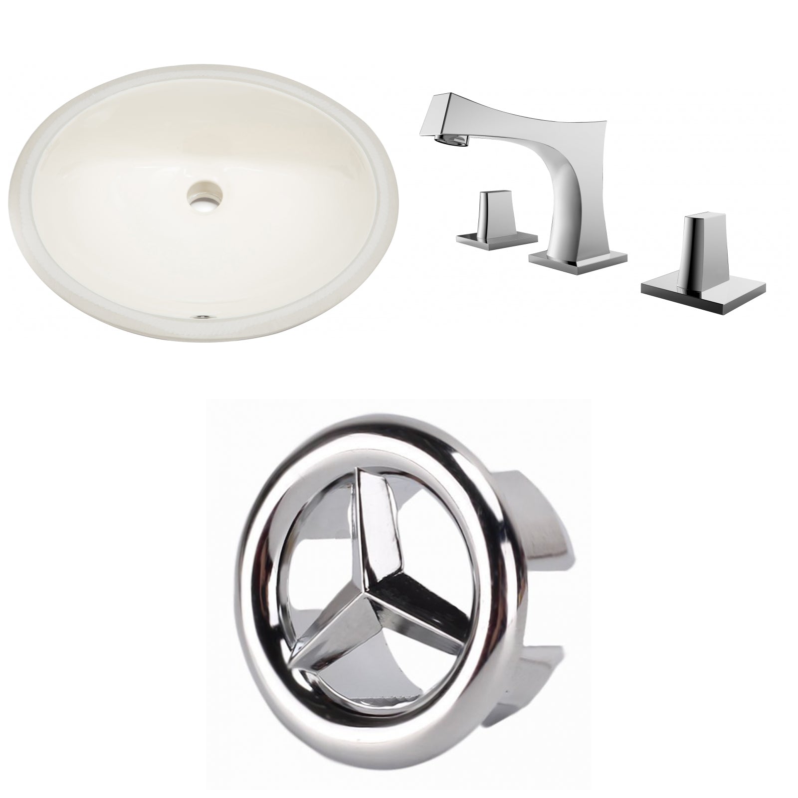 American Imaginations AI-26624 20" Biscuit Oval Undermount Transitional Bathroom Undermount Sink Set