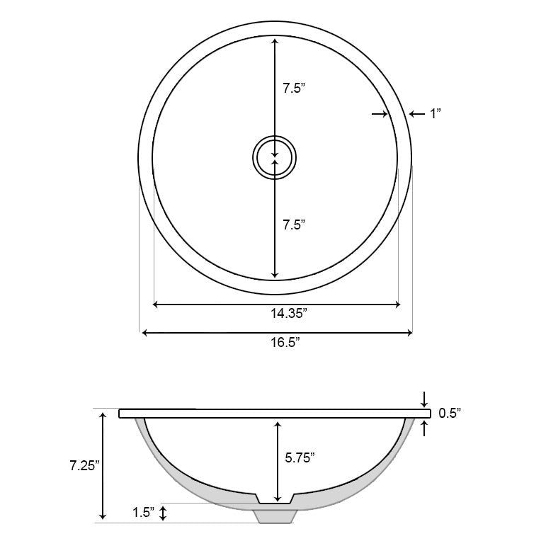 American Imaginations AI-26664 17" White Round Undermount Transitional Bathroom Undermount Sink Set