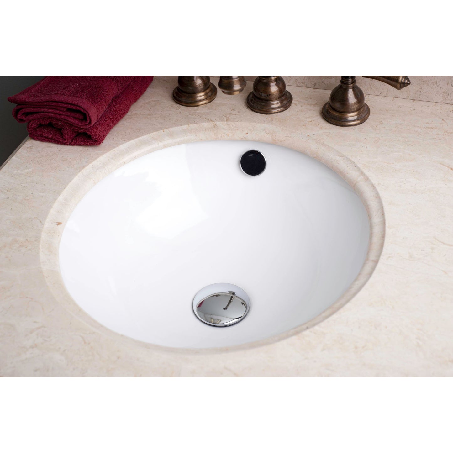American Imaginations AI-26664 17" White Round Undermount Transitional Bathroom Undermount Sink Set
