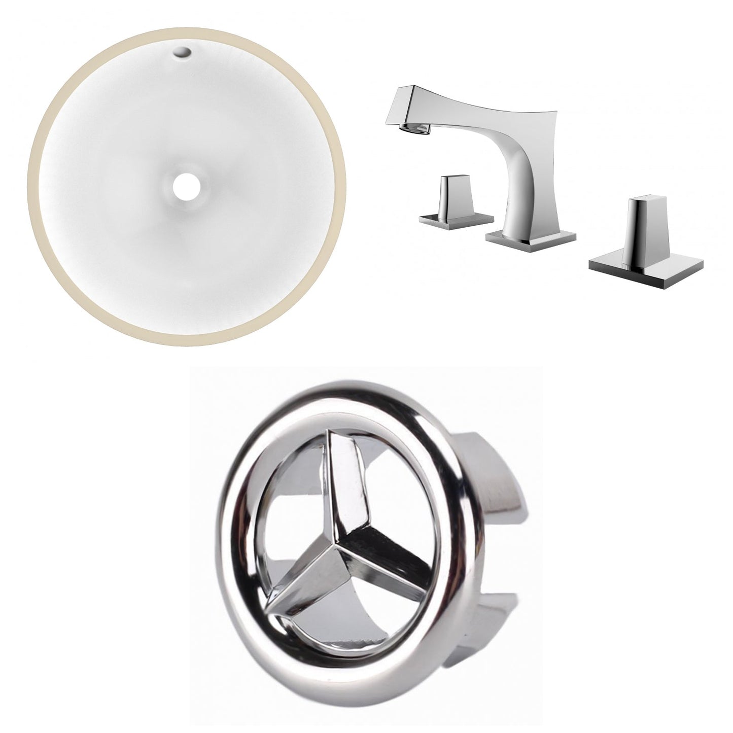 American Imaginations AI-26664 17" White Round Undermount Transitional Bathroom Undermount Sink Set